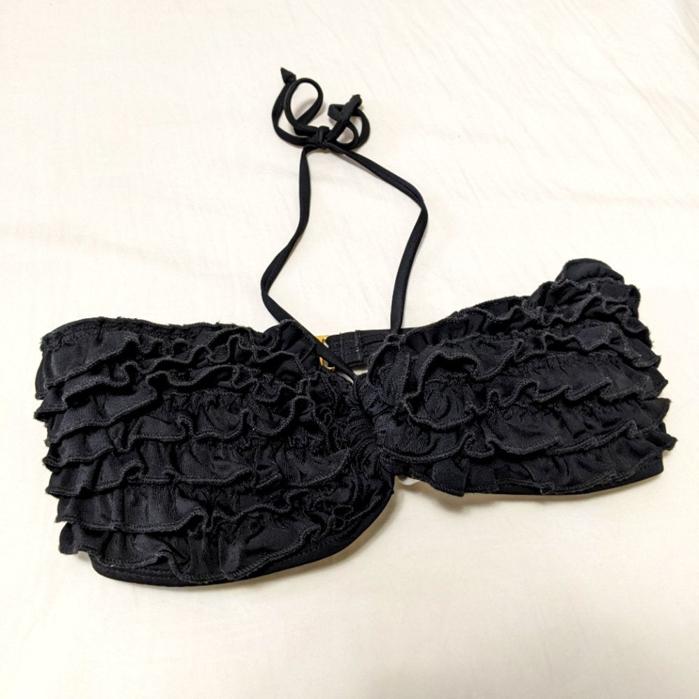 Express Bandeau Halter Ruffle Swim Top